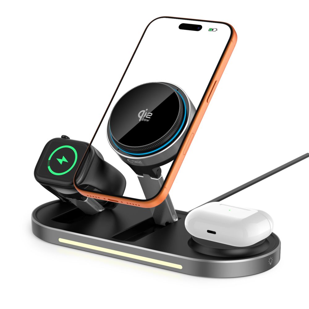 Tech-Protect A51 MagSafe 3-in-1 25W QI2.2 belaidis įkroviklis - juodas -- Cell phone chargers