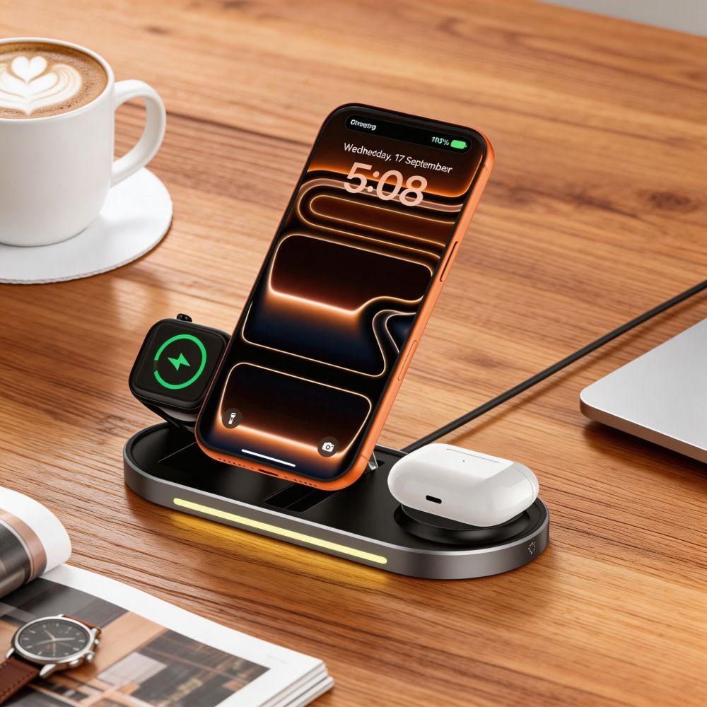 Tech-Protect A51 MagSafe 3-in-1 25W QI2.2 belaidis įkroviklis - juodas -- Cell phone chargers