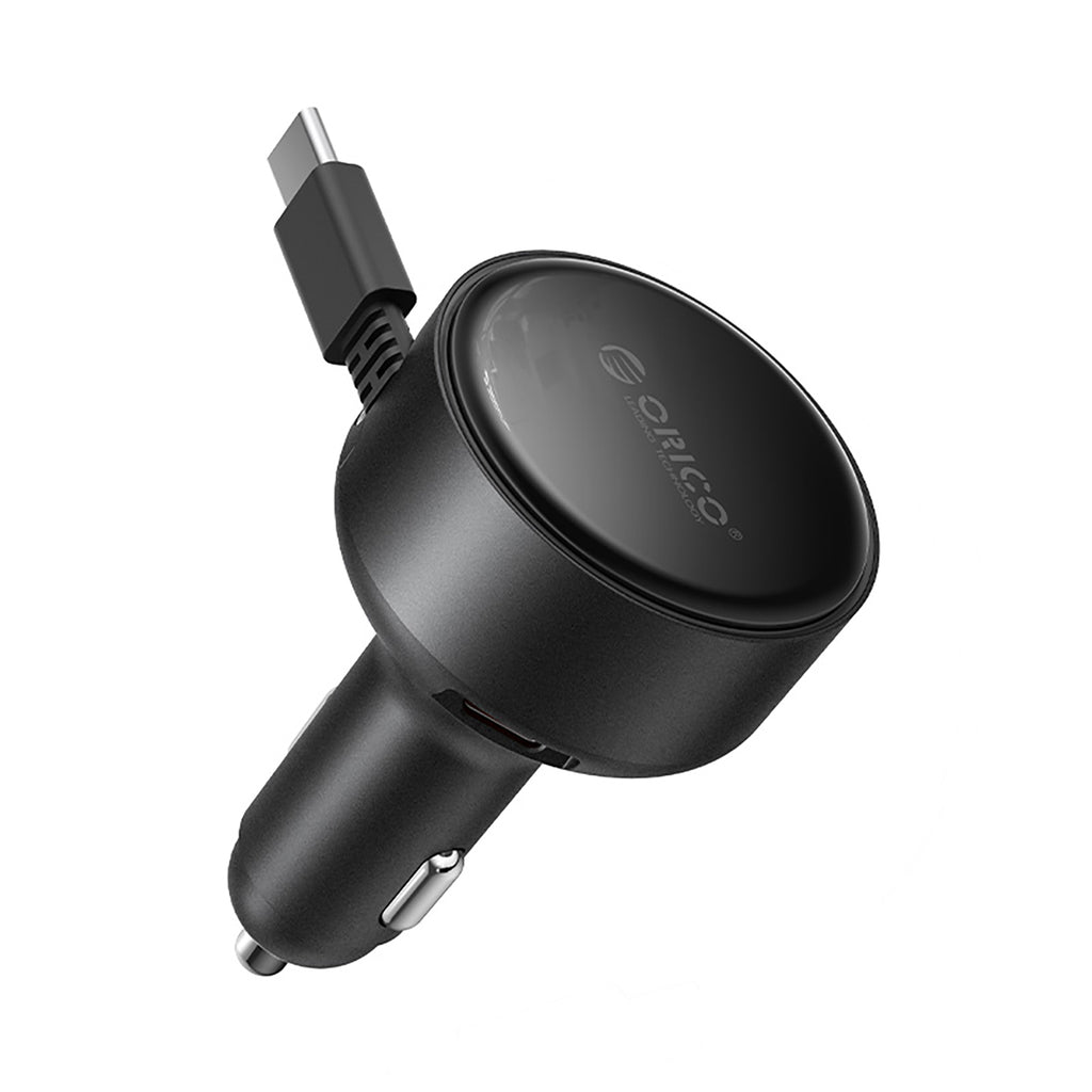 Orico FC-60-2C automobilio įkroviklis 60W su suvytintam USB-C kabeliu 65 cm - juoda -- Car chargers