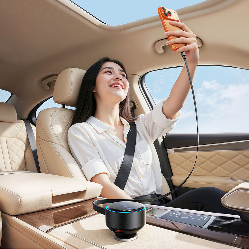Orico FC-60-2C automobilio įkroviklis 60W su suvytintam USB-C kabeliu 65 cm - juoda -- Car chargers