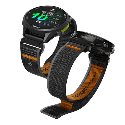 Spigen Athlex Air dirželis Garmin QuickFit 22 mm - juoda ir oranžinė spalva -- Garmin QuickFit 22mm
