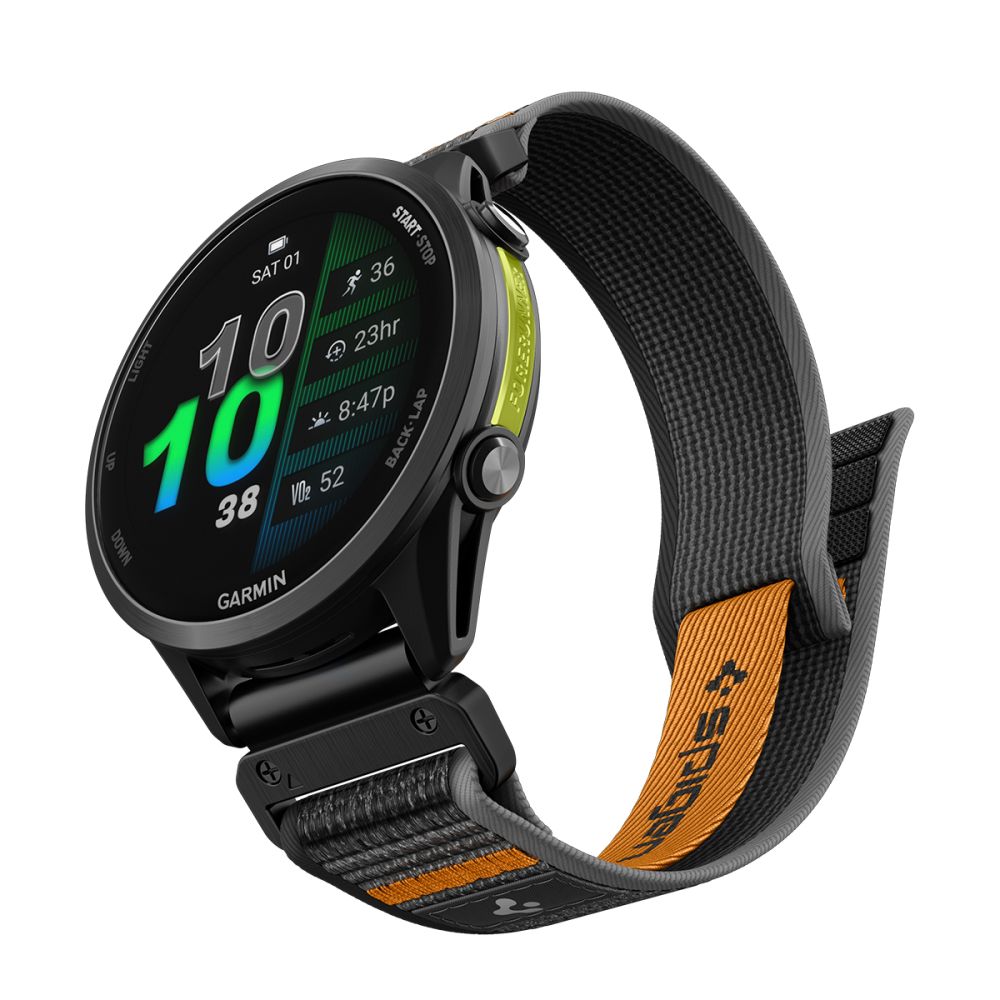 Spigen Athlex Air dirželis Garmin QuickFit 22 mm - juoda ir oranžinė spalva -- Garmin QuickFit 22mm