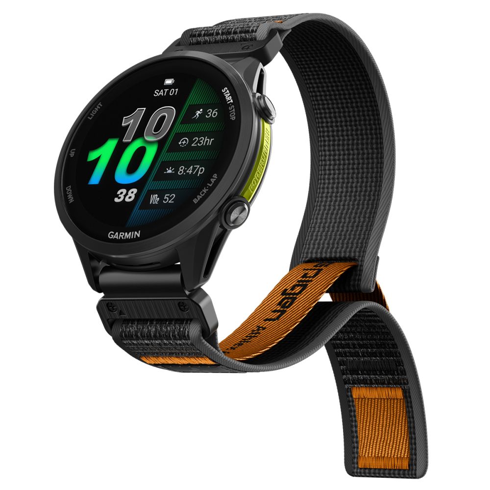 Spigen Athlex Air dirželis Garmin QuickFit 22 mm - juoda ir oranžinė spalva -- Garmin QuickFit 22mm