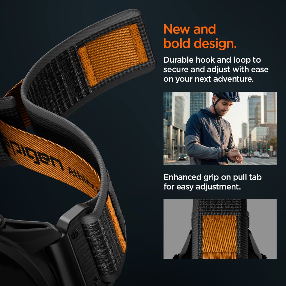 Spigen Athlex Air dirželis Garmin QuickFit 22 mm - juoda ir oranžinė spalva -- Garmin QuickFit 22mm