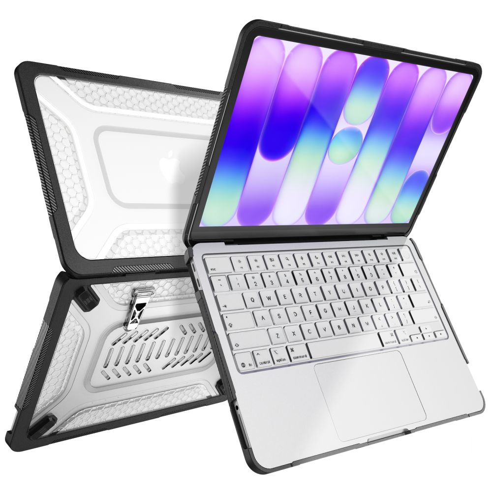 Tech-Protect Kevlar Pro dėklas MacBook Neo 13" 2026 - Juodas ir skaidrus -- MacBook Neo 13" 2026
