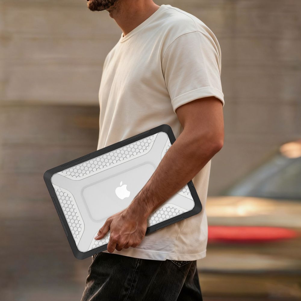 Tech-Protect Kevlar Pro dėklas MacBook Neo 13" 2026 - Juodas ir skaidrus -- MacBook Neo 13" 2026