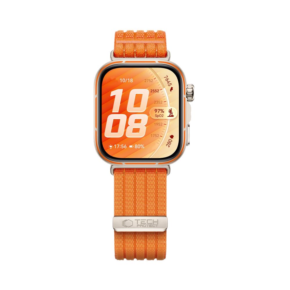 Tech-Protect Nylon Dirželis Huawei Watch Fit 3 / 4 / 4 Pro / 5 / 5 Pro - Oranžinė -- Huawei Watch Fit 3 / Huawei Watch...