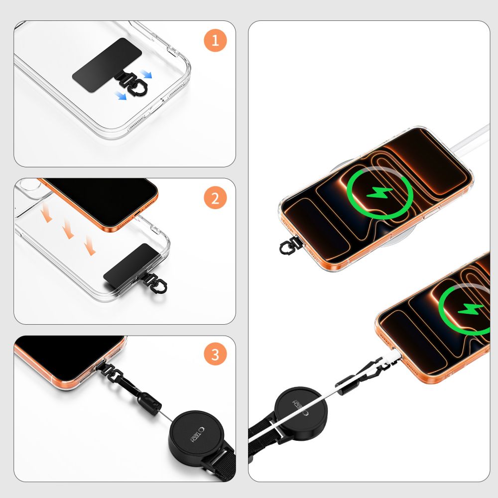 Tech-Protect UrbanLoop Apsauginis telefono laikiklis su sutraukiama virve - Juodas -- Cell phone holders