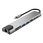 Tech-Protect HB09 USB hub 8in1 USB-C + USB-A 3.0 + USB-C 3.0 + HDMI 4K 60Hz + SD/TF + PD100W + RJ45 1000 MB/S - pilka --...