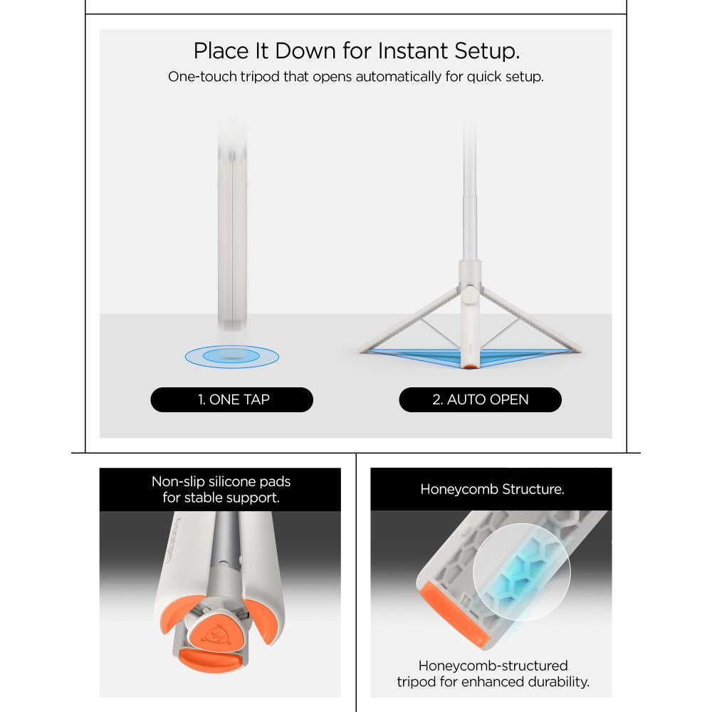 Spigen S582W Bluetooth savifotografinis lazdas – Smėlio spalva -- Selfie Sticks & Tripods