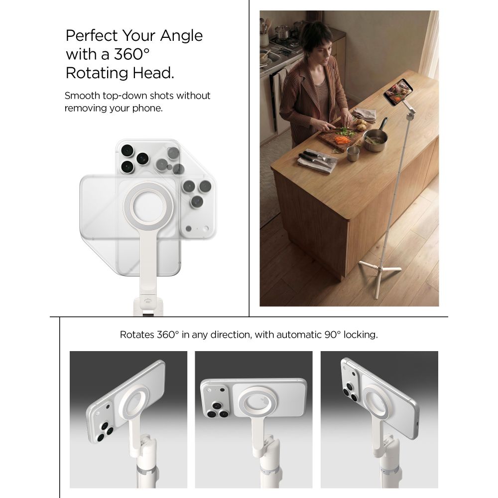 Spigen S582W Bluetooth savifotografinis lazdas – Smėlio spalva -- Selfie Sticks & Tripods