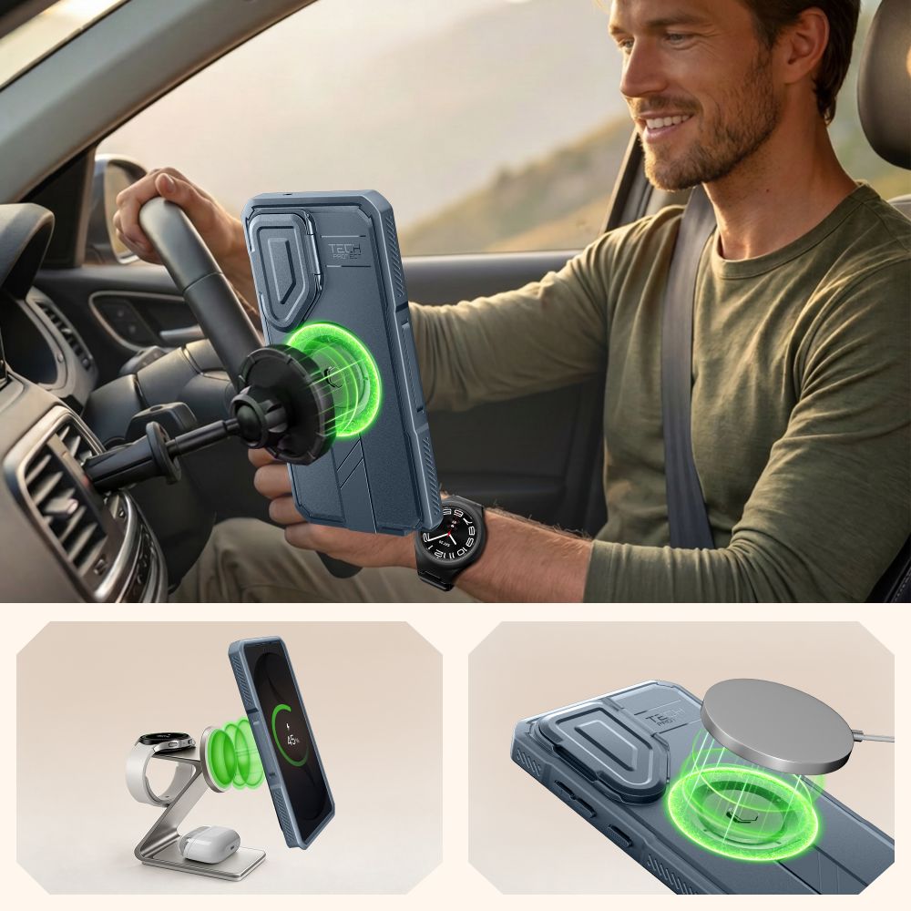 Tech-Protect Kevlar MagSafe 2-Set dėklas Samsung Galaxy S26 Ultra - Mėlynas -- Samsung Galaxy S26 Ultra