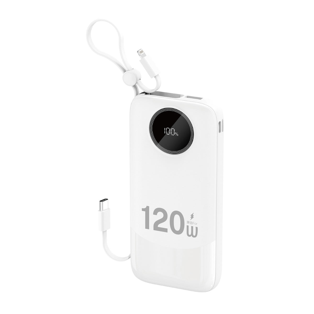 Dudao K13 10000mAh Powerbank su integruotu kabelu - Balta -- Powerbanks
