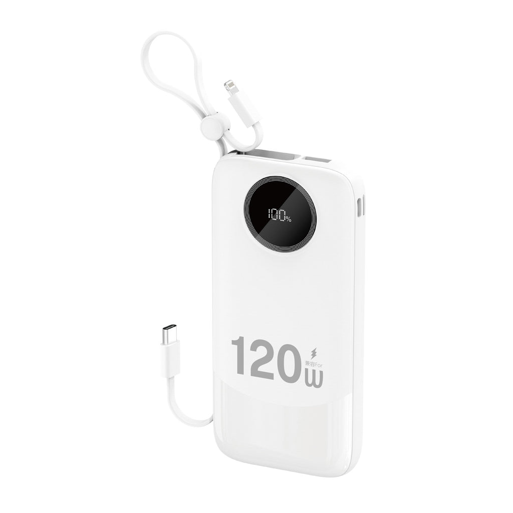 Dudao K13 10000mAh Powerbank su integruotu kabelu - Balta -- Powerbanks