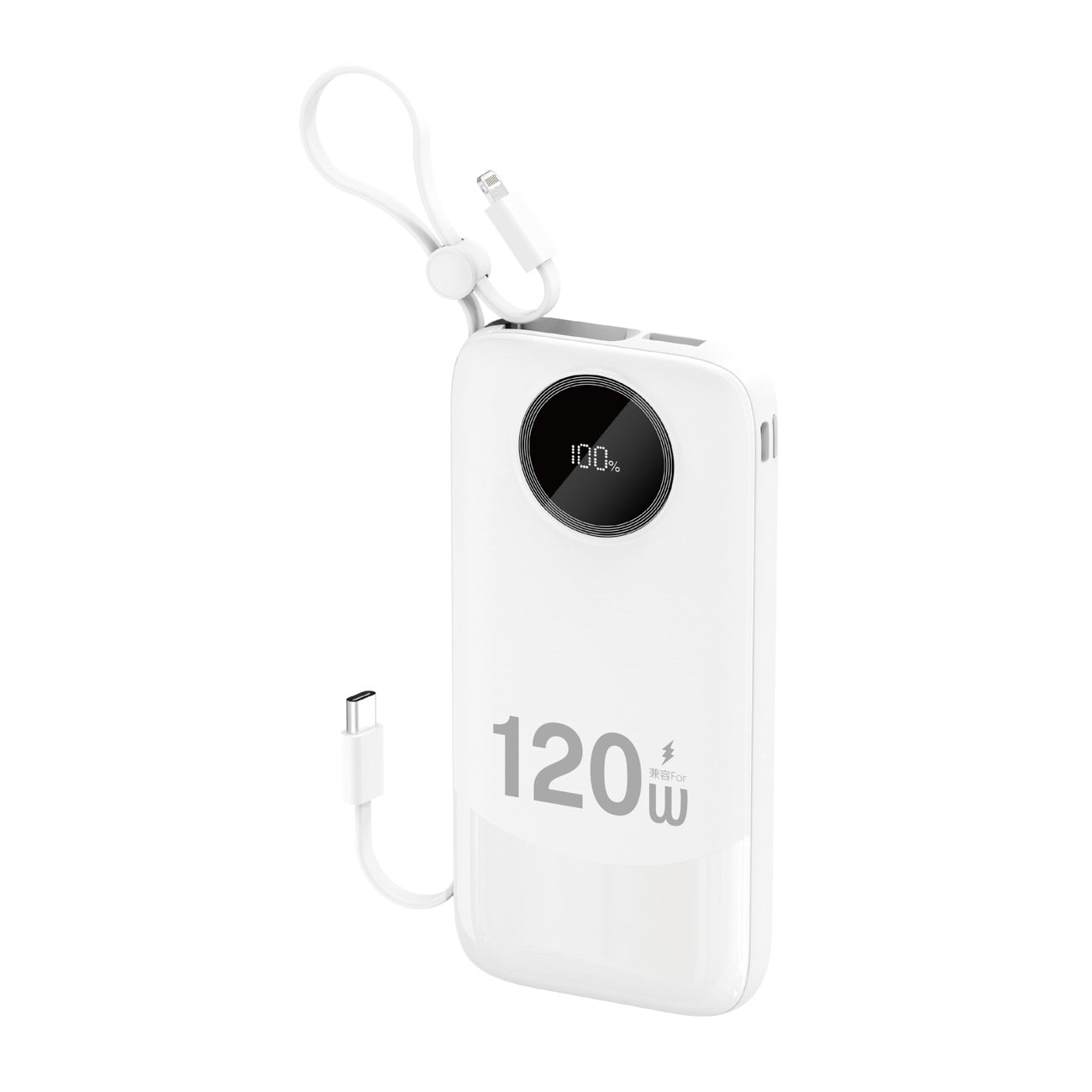 Dudao K13 10000mAh Powerbank su integruotu kabelu - Balta -- Powerbanks