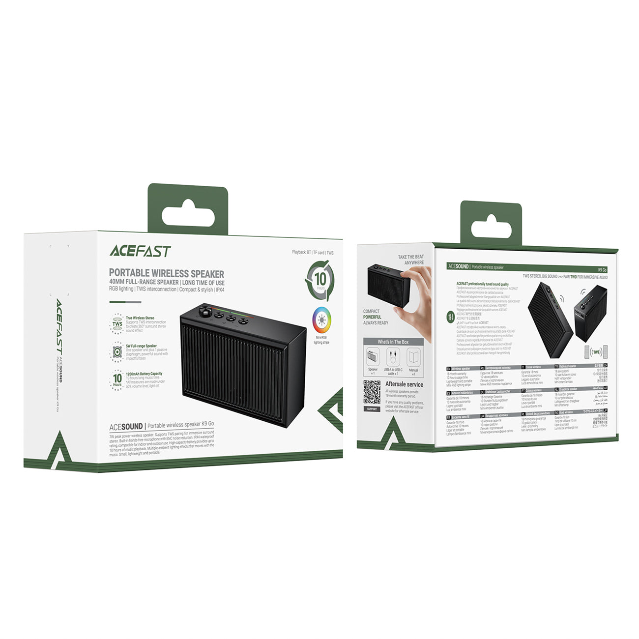 Acefast K9 Go Bluetooth garsiakalbis su stereofoniniu režimu ir ENC - juodas -- Bluetooth Speakers
