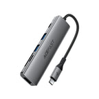 Acefast J18 USB Hub USB-C 6-in-1 HDMI 4K 60Hz PD90W Docking stotis - pilka -- USB Hubs