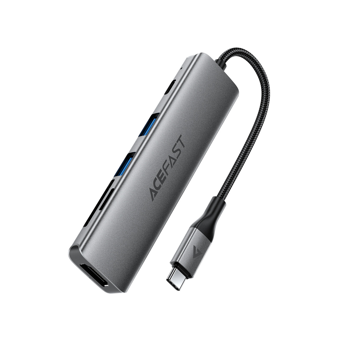 Acefast J18 USB Hub USB-C 6-in-1 HDMI 4K 60Hz PD90W Docking stotis - pilka -- USB Hubs