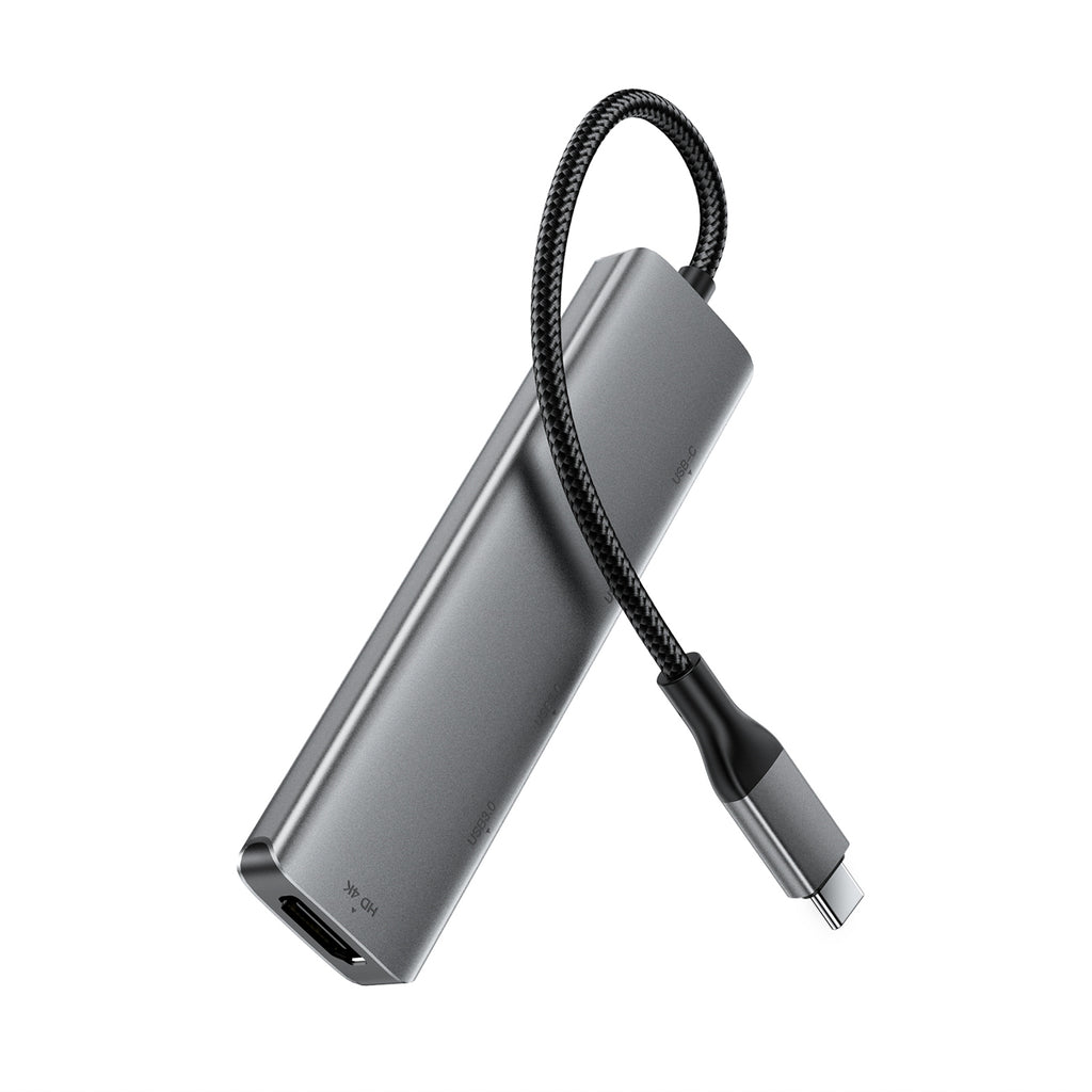 Acefast J16 USB Hub USB-C 5-in-1 HDMI 4K 60Hz PD90W Docking stotis - pilka -- USB Hubs