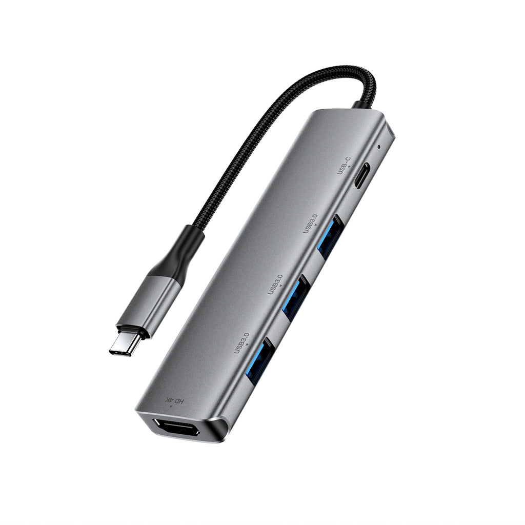 Acefast J16 USB Hub USB-C 5-in-1 HDMI 4K 60Hz PD90W Docking stotis - pilka -- USB Hubs