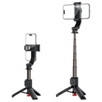 Acefast E42 savifotografinis lazdas su automatiniu trikoja ir Bluetooth nuotolinio valdymo pultu 63 cm – Juodas -- Selfie...