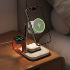 Acefast E39 Qi2.2 25W 4-in-1 belaidinis darbalaukio įkroviklis telefonui, laikrodžiui ir ausinėms su naktine šviesa –...