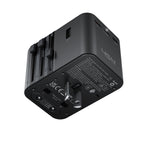 Acefast Z8 GaN 45W Kelioninis Adapteris 3x USB-C + 2x USB-A Kelioninis Sieninis Įkroviklis su 2500W AC Lizdu - Juodas --...