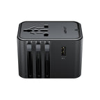 Acefast Z8 GaN 45W Kelioninis Adapteris 3x USB-C + 2x USB-A Kelioninis Sieninis Įkroviklis su 2500W AC Lizdu - Juodas --...