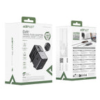 Acefast Z8 GaN 45W Kelioninis Adapteris 3x USB-C + 2x USB-A Kelioninis Sieninis Įkroviklis su 2500W AC Lizdu - Juodas --...