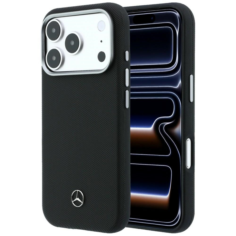 Mercedes Leather Semi Wrap Grill Pattern MagSafe dėklas iPhone 17 Pro - Juodas -- iPhone 17 Pro