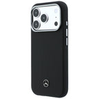 Mercedes Leather Semi Wrap Wood Effect MagSafe dėklas iPhone 17 Pro Max - Juodas -- iPhone 17 Pro Max