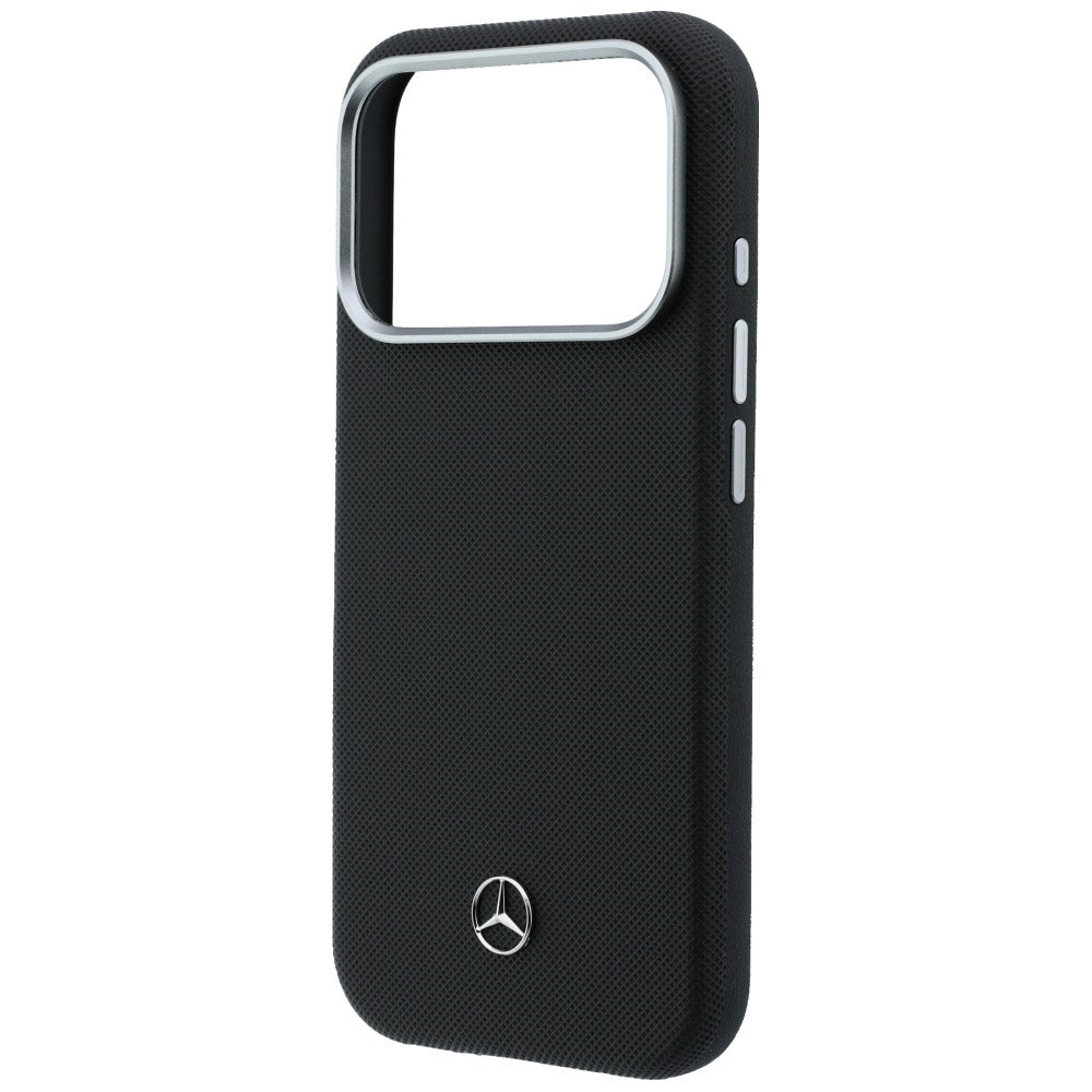 Mercedes Leather Semi Wrap Wood Effect MagSafe dėklas iPhone 17 Pro Max - Juodas -- iPhone 17 Pro Max