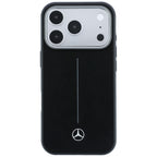 Mercedes Leather Semi Wrap Iconic Line MagSafe dėklas iPhone 17 Pro - Juodas -- iPhone 17 Pro