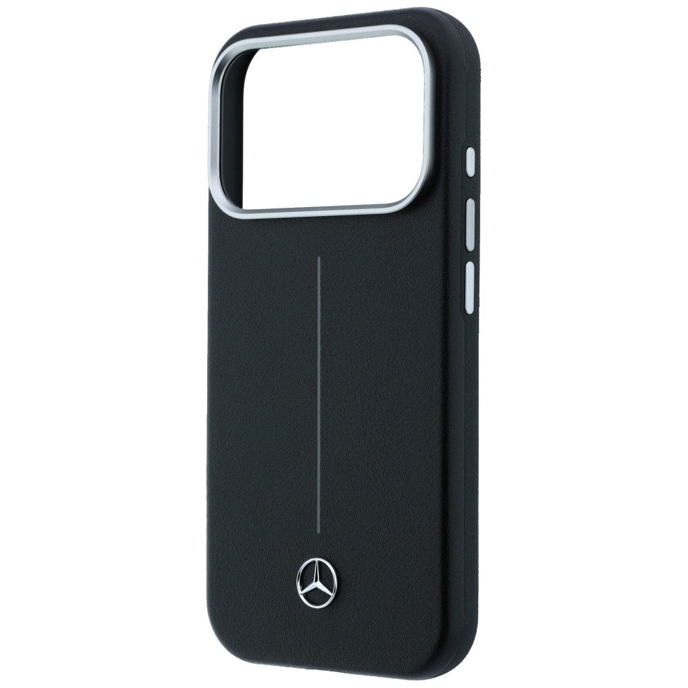 Mercedes Leather Semi Wrap Iconic Line MagSafe dėklas iPhone 17 Pro - Juodas -- iPhone 17 Pro