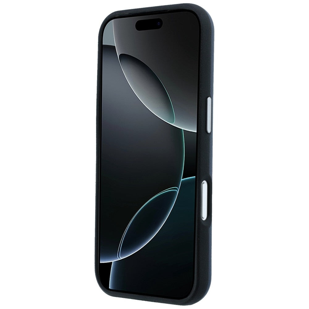 Mercedes Leather Semi Wrap Iconic Line MagSafe dėklas skirtas iPhone 17 Pro Max - tamsiai mėlynas -- iPhone 17 Pro Max
