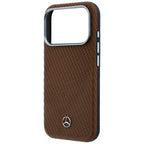 Mercedes Leather Semi Wrap Wood Effect MagSafe dėklas skirtas iPhone 17 Pro - rudas -- iPhone 17 Pro