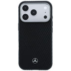 Mercedes Leather Semi Wrap Wood Effect MagSafe dėklas skirtas iPhone 17 Pro - juodas -- iPhone 17 Pro