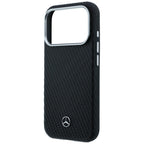 Mercedes Leather Semi Wrap Wood Effect MagSafe dėklas skirtas iPhone 17 Pro - juodas -- iPhone 17 Pro