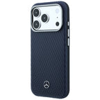 Mercedes Leather Semi Wrap Wood Effect MagSafe dėklas iPhone 17 Pro - Tamsiai mėlyna -- iPhone 17 Pro