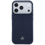 Mercedes Leather Semi Wrap Wood Effect MagSafe dėklas iPhone 17 Pro - Tamsiai mėlyna -- iPhone 17 Pro