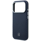 Mercedes Leather Semi Wrap Wood Effect MagSafe dėklas iPhone 17 Pro - Tamsiai mėlyna -- iPhone 17 Pro