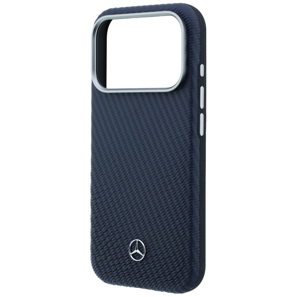Mercedes Leather Semi Wrap Wood Effect MagSafe dėklas iPhone 17 Pro - Tamsiai mėlyna -- iPhone 17 Pro