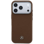 Mercedes Leather Semi Wrap Wood Effect MagSafe dėklas iPhone 17 Pro Max - Ruda -- iPhone 17 Pro Max
