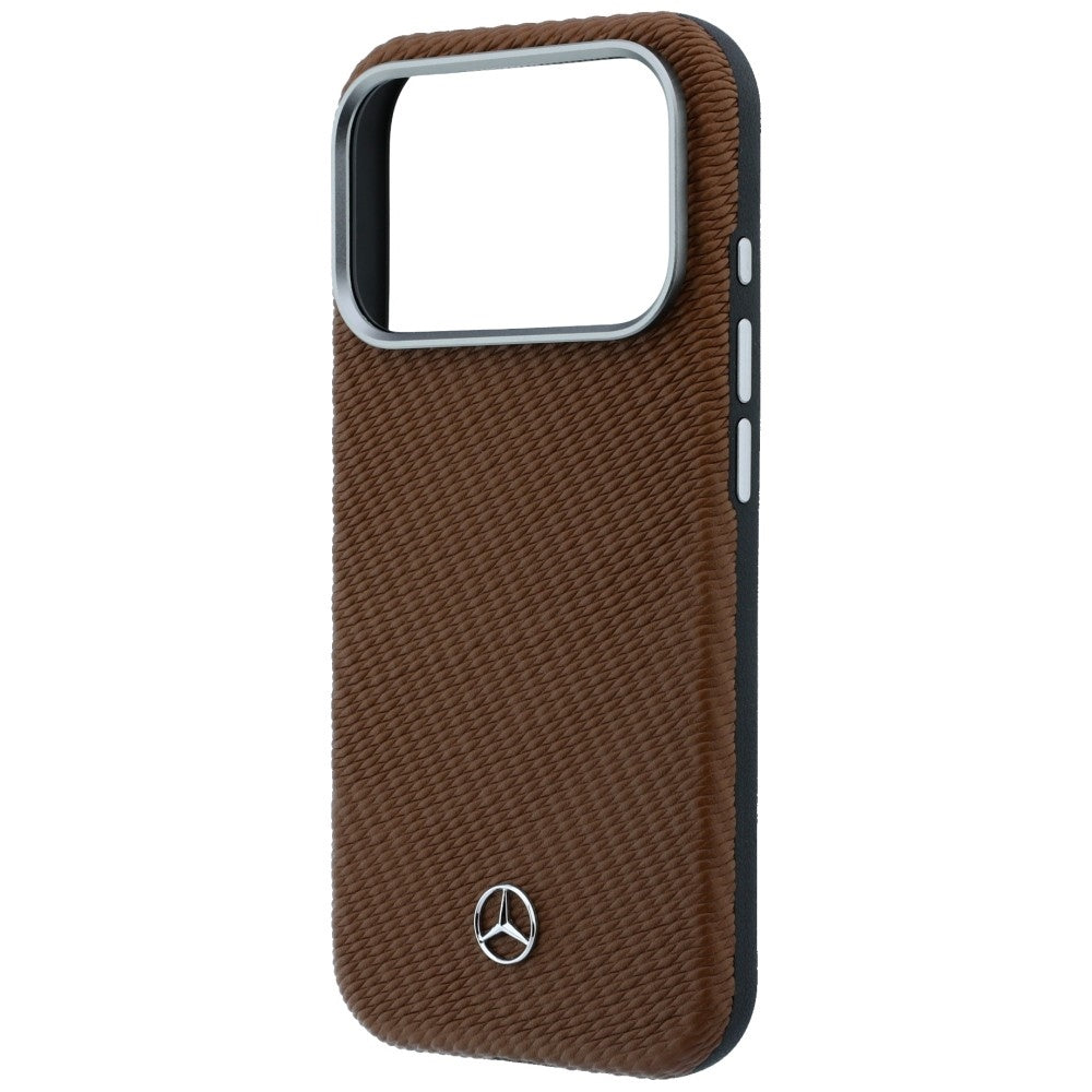 Mercedes Leather Semi Wrap Wood Effect MagSafe dėklas iPhone 17 Pro Max - Ruda -- iPhone 17 Pro Max