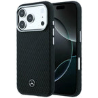 Mercedes Leather Semi Wrap Wood Effect MagSafe dėklas iPhone 17 Pro Max - Juoda -- iPhone 17 Pro Max