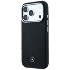 Mercedes Leather Semi Wrap Wood Effect MagSafe dėklas iPhone 17 Pro Max - Juoda -- iPhone 17 Pro Max