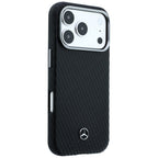 Mercedes Leather Semi Wrap Wood Effect MagSafe dėklas iPhone 17 Pro Max - Juoda -- iPhone 17 Pro Max