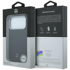 Mercedes Leather Semi Wrap Wood Effect MagSafe dėklas iPhone 17 Pro Max - Juoda -- iPhone 17 Pro Max