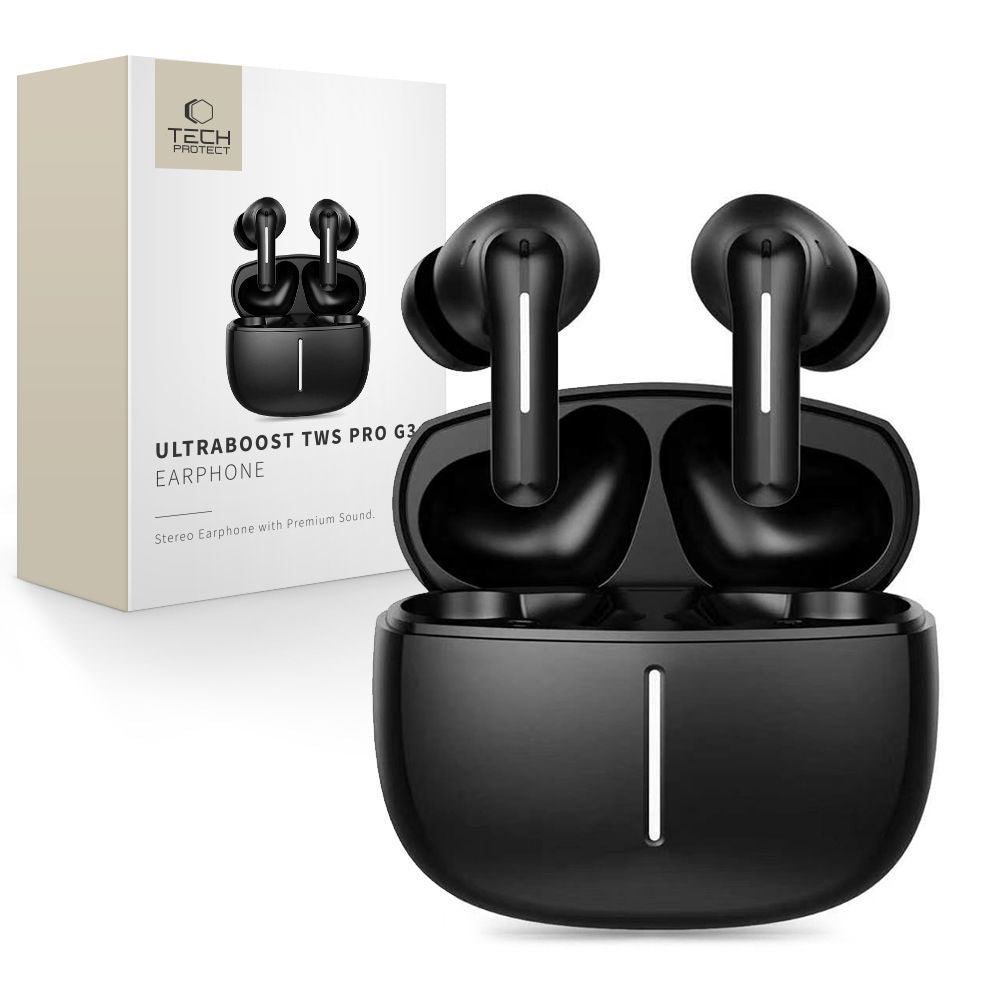 Bevielės Tech-Protect Ultraboost Pro G3 ausinės - juodos -- Headphones