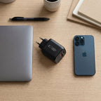 Tech-Protect NCA65W-GAN PD 65W / QC3.0 2 prievadų tinklo įkroviklis - juodas -- Cell phone chargers